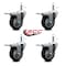 Service Caster 3.5'' Black Poly Swivel 7/16'' Stem Caster Set with Total Lock Brake, 4PK SCC-GRTTL20S3514-PPUB-BLK-716138-4 - alternate 2